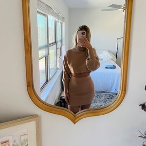 Knit Co-Ord Ribbed Tan Set